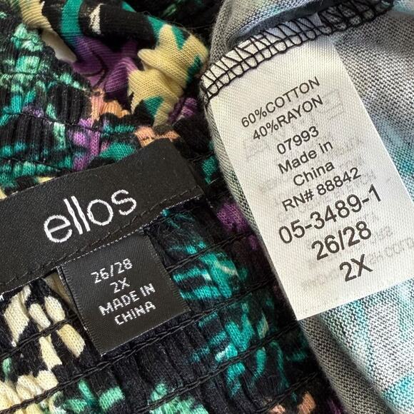 Ellos Floral Sleeveless Strappy Smocked Bodice Tank Sun Dress Plus Size 2X 26/28 - Picture 13 of 13